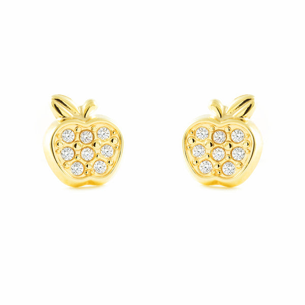 Orecchini ragazza Mela Zircone Oro Giallo 9K