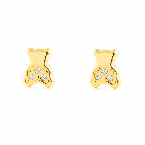 Orecchini ragazza Orso Zircone Oro Giallo 9K