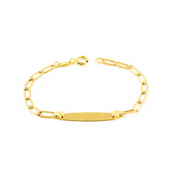Bracciale Bebè Bambini ragazza Oro Giallo 9K Personalizzata Schiava Bilbao Opaca Brillante 12 cm