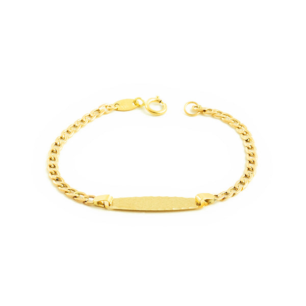 Bracciale Bebè Bambini ragazza Oro Giallo 9K Personalizzata Schiava Barbata Opaca Brillante 12 cm