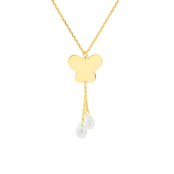 Collana Donna donna Farfalla Zircone Oro Giallo 9K Brillante