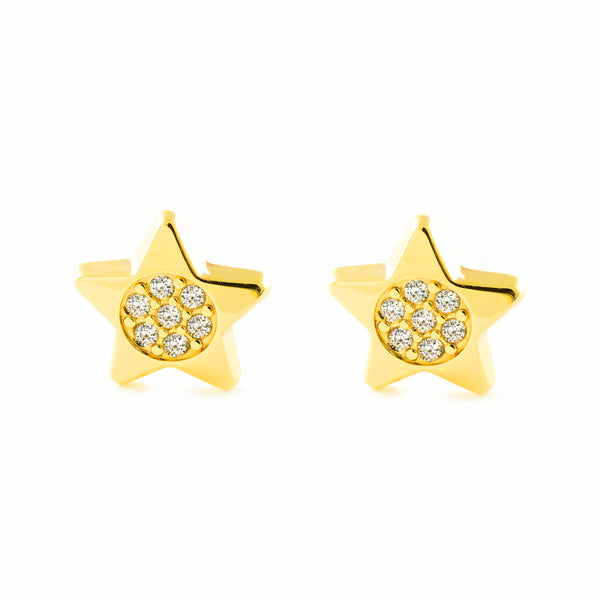 Orecchini ragazza Stella Zircone Oro Giallo 9K