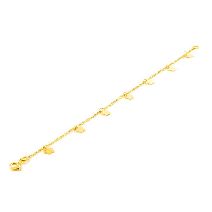 Pulsera oro amarillo margaritas caladas lisas en brillo