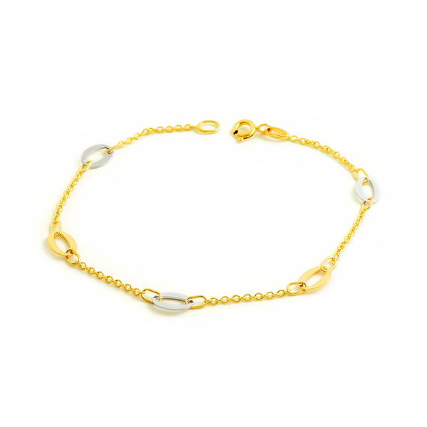 Bracciale Donna Ragazza Oro Bicolore 18K Brillante 18 cm