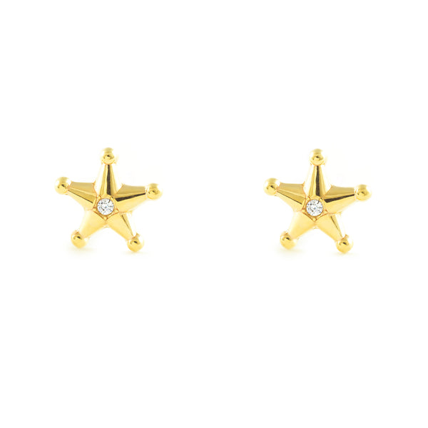 Orecchini ragazza Stella Zircone Oro Giallo 9K