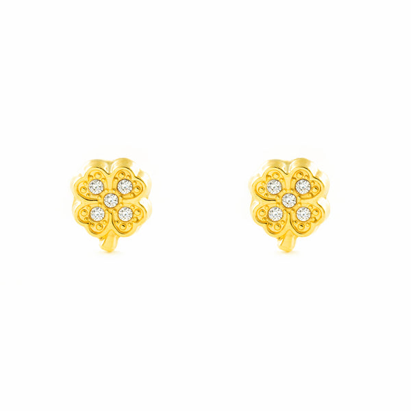 Orecchini ragazza donna Zircone Oro Giallo 9K