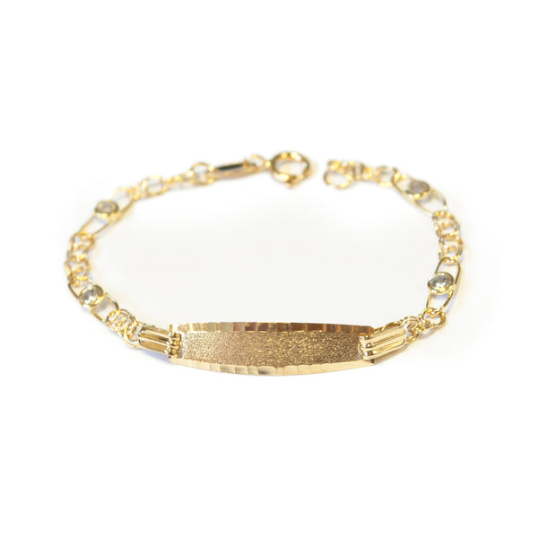 Bracciale Bebè Bambini ragazza Oro Giallo 18K Personalizzata Schiava Zirconite Opaca Brillante 12 cm