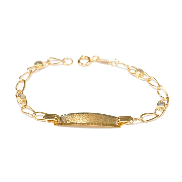 Bracciale Ragazza Oro Giallo 18K Personalizzata Schiava Zirconia Opaca Brillante 13 cm