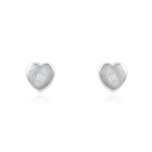 Pendientes Plata de Ley Corazón Circonita Brillo