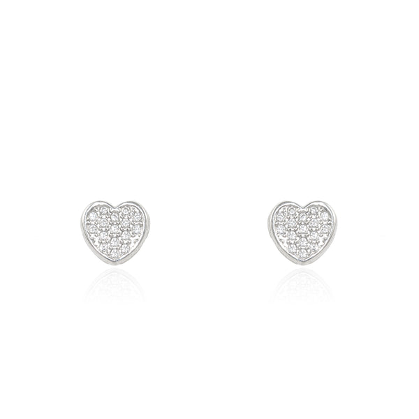 Pendientes Plata de Ley Corazón Circonitas Brillo