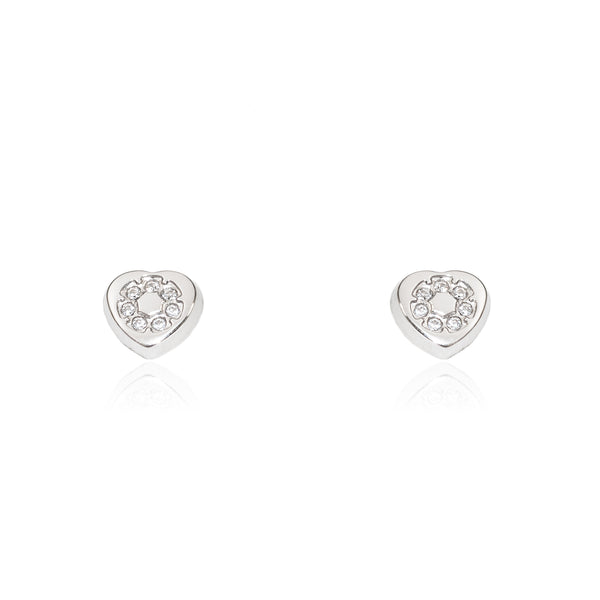 Pendientes Plata de Ley Corazón Circonitas Brillo