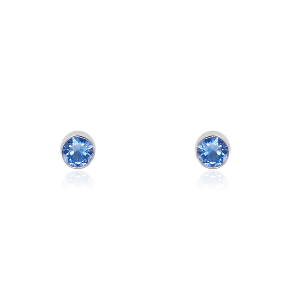 Orecchini ragazza Rotondo Acquamarina Argento Sterling 925 brillante