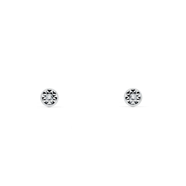 Orecchini bambini Rotondo Zircone Oro Bianco 18K