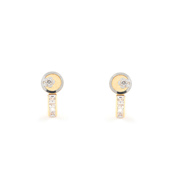 Runde Zirkon Kinder Mädchen Ohrringe 18K two color Gold