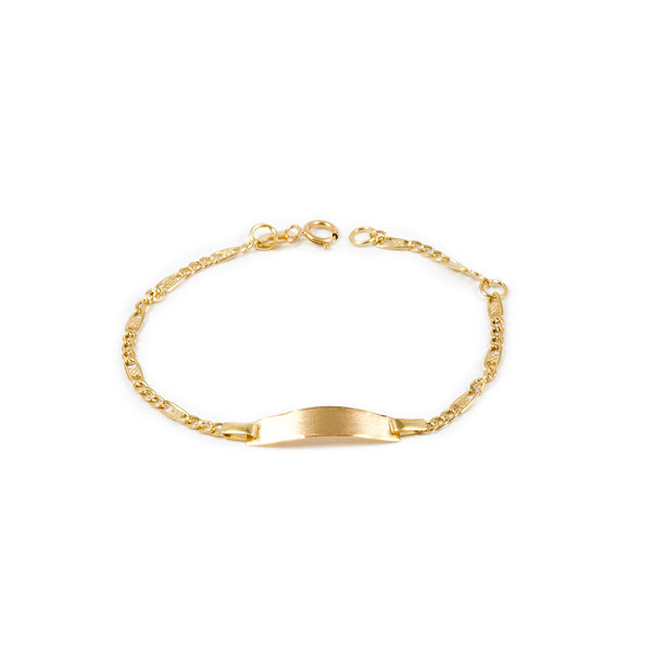 Bracciale Ragazza Oro Giallo 18K Personalizzata Schiava Figaro 3X1 Opaca Brillante 14 cm