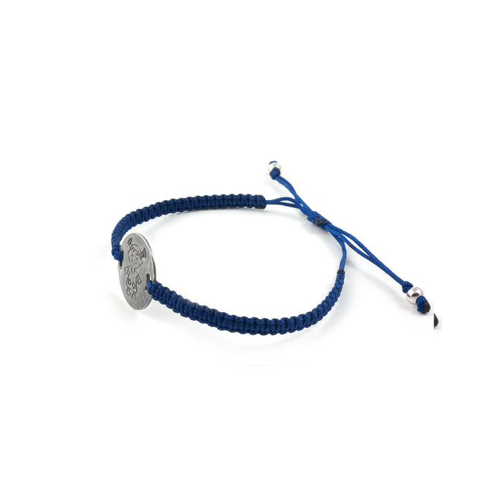 Pulsera plata macrame Azul chapa niña