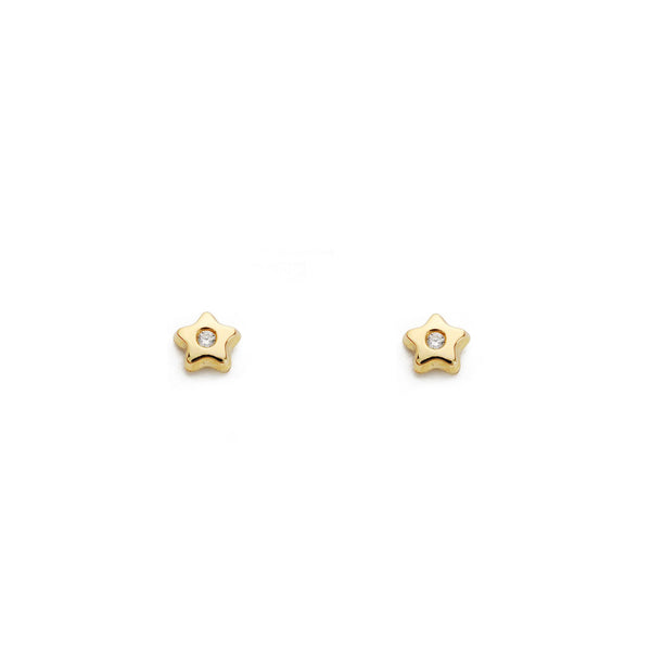 Pendientes Bebe-Niña Oro Amarillo 9K Estrella Circonita Brillo