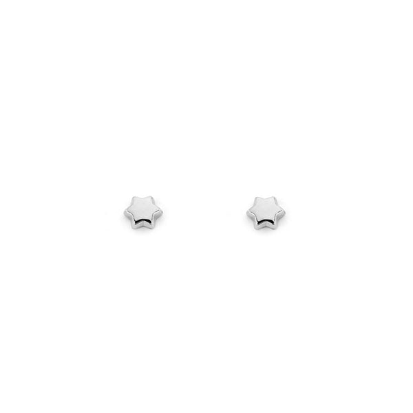 Pendientes Bebe-Niña Oro Blanco 9K Estrella Brillo