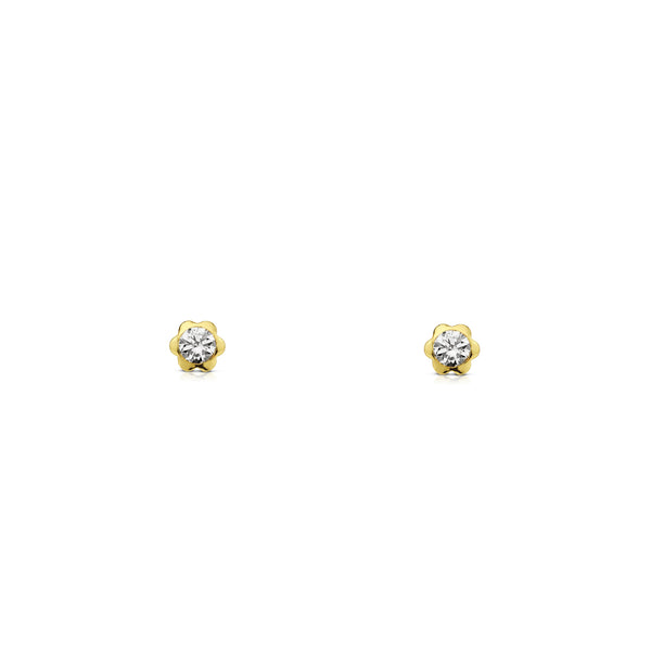 Orecchini bambini Fiore Zircone 2,75 mm Oro Giallo 18K