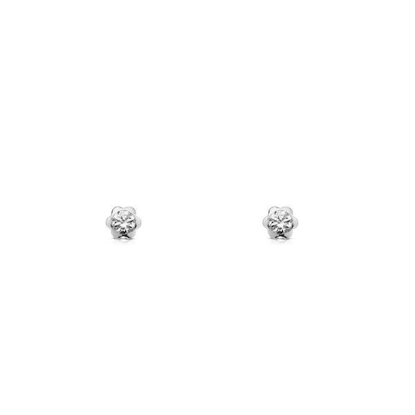 Orecchini bambini Fiore Zircone 2,75 mm Oro Bianco 18K