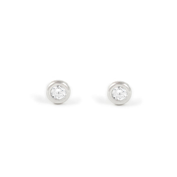 Orecchini ragazza donna Rotondo Zircone Argento Sterling 925 brillante