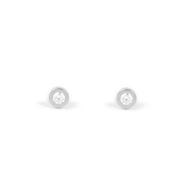 Orecchini ragazza donna Rotondo Zircone Argento Sterling 925 brillante