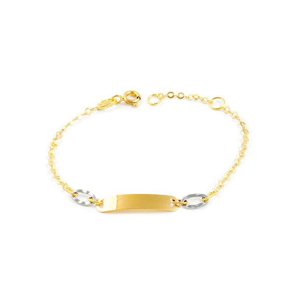 Bracciale ragazza Oro Bicolore 18K Personalizzata Schiava Brillante 14 cm