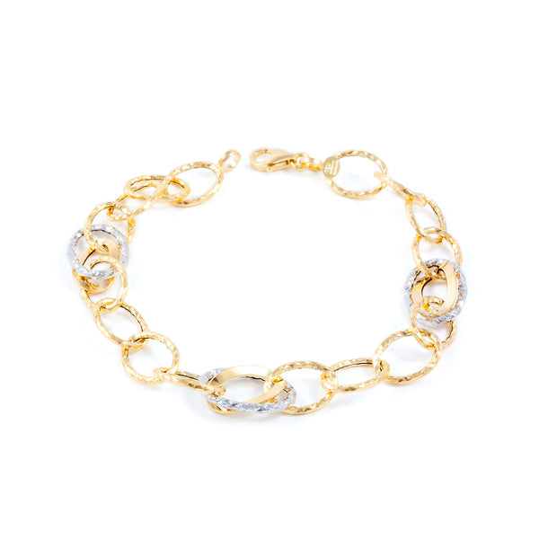 Bracciale Donna Oro Bicolore 18K Fantasia Brillantezza Texture 20 cm