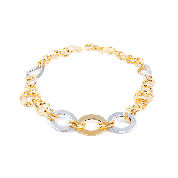 Bracciale Donna Oro Bicolore 18K Fantasia Brillantezza Texture 20 cm