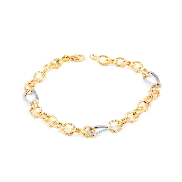 Bracciale Donna Oro Bicolore 18K Fantasia Brillante Texture 20 cm