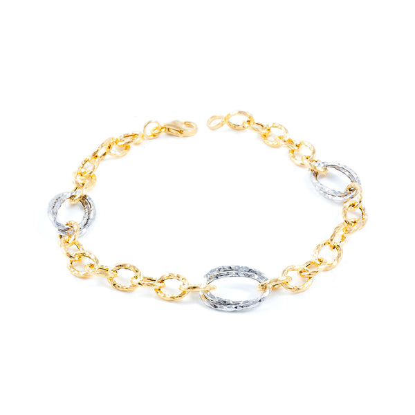 Bracciale Donna Oro Bicolore 18K Fantasia Brillantezza Texture 20 cm