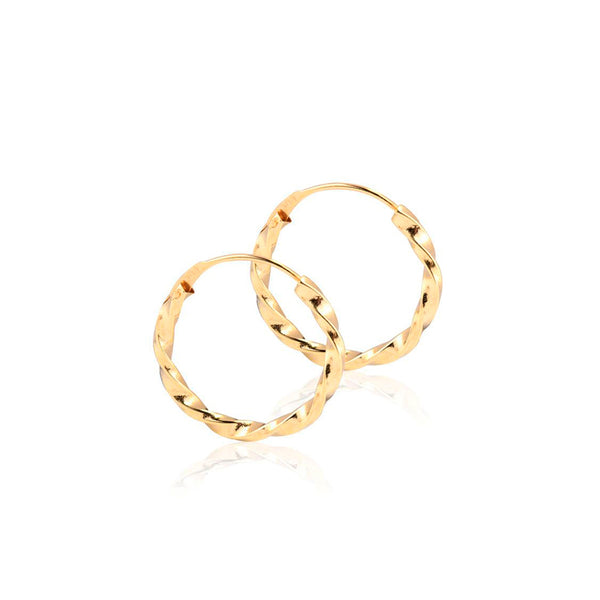 Orecchini Attorcigliato Cerchi 14x1.5 mm Oro Giallo 18K