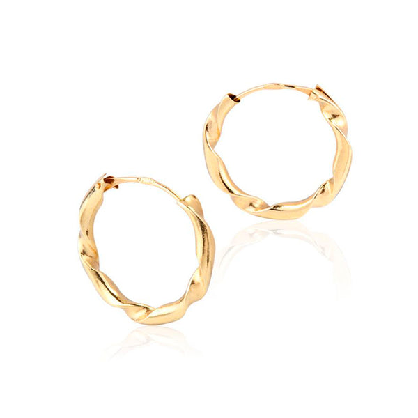 Orecchini Attorcigliato Cerchi 12x2 mm Oro Giallo 18K