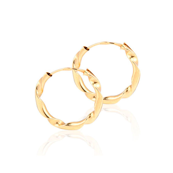 Orecchini Attorcigliato Cerchi 14x2 mm Oro Giallo 18K