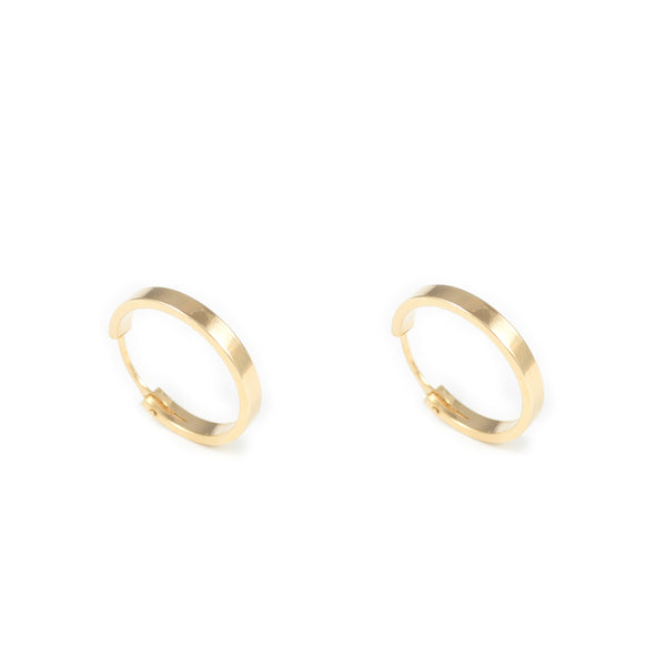 Pendientes Oro Amarillo 18K Aros Rectangular Brillo 14 x 2 mm