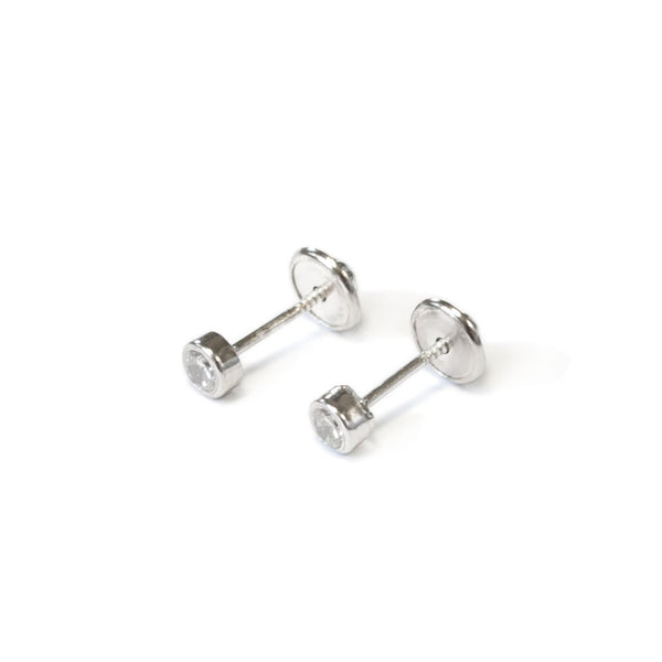Orecchini bambini Rotondo Zircone Argento Sterling 925 brillante