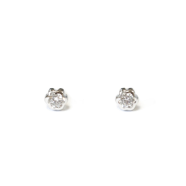 Orecchini ragazza Fiore Zircone Argento Sterling 925 brillante