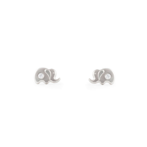 Orecchini opachi e brillante Elefante Zircone Argento Sterling 925