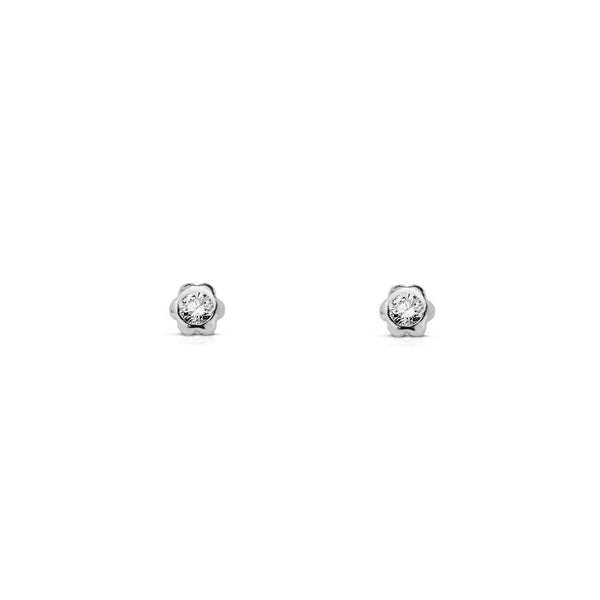 Orecchini bambini Fiore Zircone Argento Sterling 925 brillante