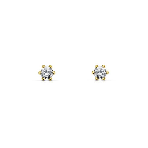 Orecchini bambini ragazza Zircone 3 mm Oro Giallo 9K