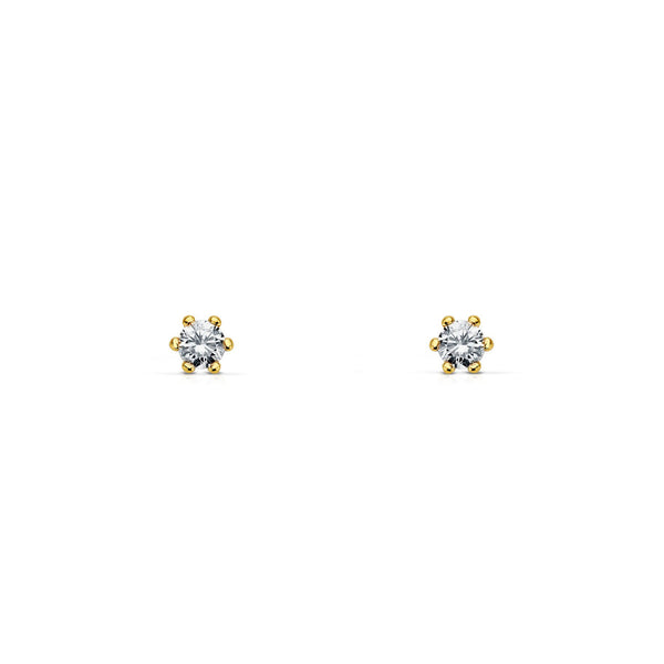 Orecchini bambini Zircone 2 mm Oro Giallo 9K