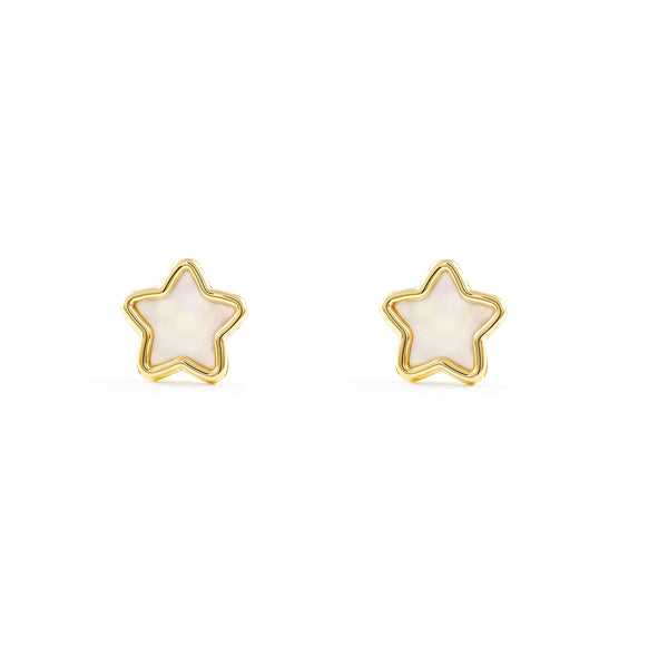 Orecchini ragazza donna Madreperla Stella Oro Giallo 9K