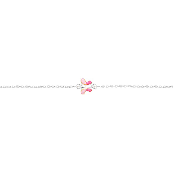 Bracciale Smalto rosa Farfalla Argento Sterling 925 brillante