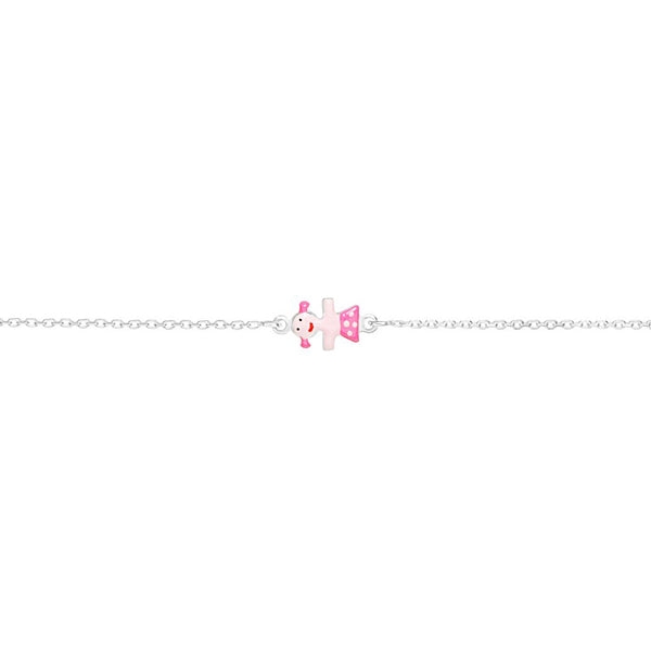 Rosa Emaille Mädchen Armband 925 Sterling Silber Glanz