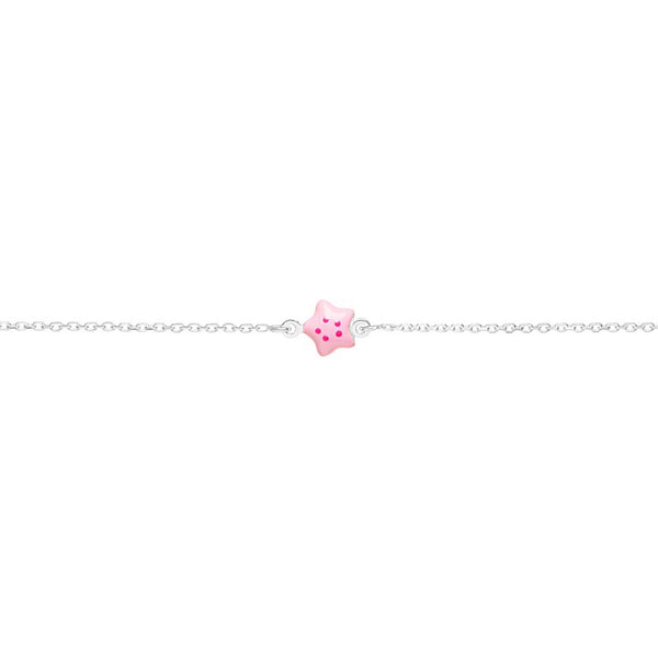 Bracciale Smalto rosa Stella Argento Sterling 925 brillante