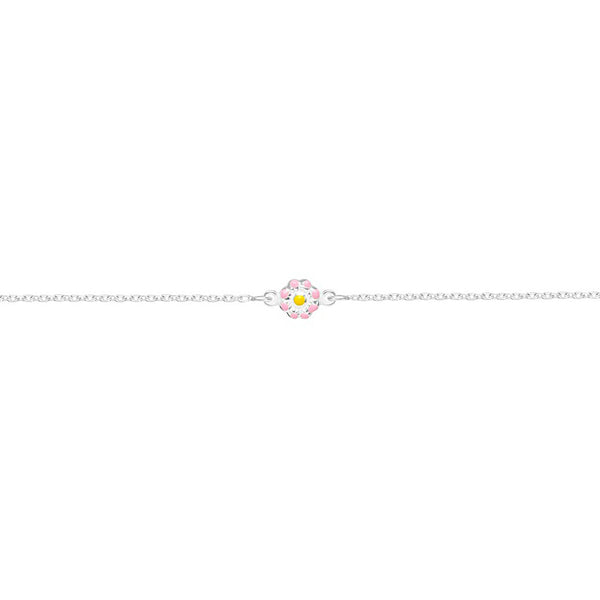 Bracciale Smalto rosa Fiore Argento Sterling 925 brillante