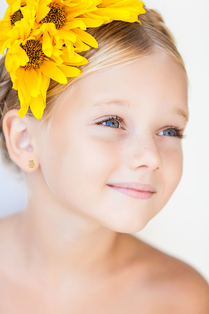 Pendientes Bebe o Niña Oro Amarillo Muñeca con Circonitas