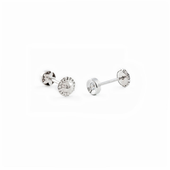 Pendientes Bebe Oro Blanco Redondo