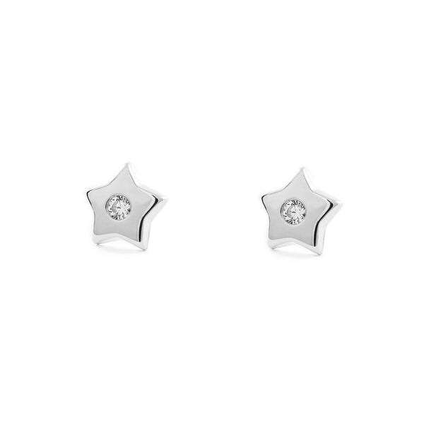 Orecchini ragazza donna Stella Zircone Oro Bianco 9K
