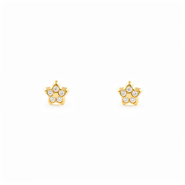 Orecchini bambini ragazza Stella Zircone Oro Giallo 9K